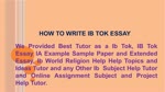 How to write Ib Tok Essay and Tok Presentation Tutor 