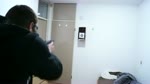 Shooting a paper target with an airsoft handgun replica