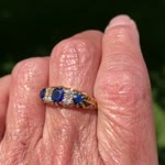Antique 18K Gold Diamond & Sapphire Ring