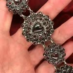 Rare Victorian Austro Hungarian Garnet Heart Bracelet