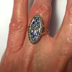 Antique French 18K gold ring with blue enamel