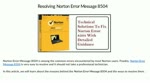 Resolving Norton Error Message 8504 
