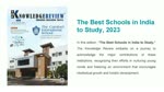 The Best Schools in India to Study, 2023