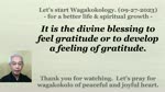 It is the divine blessing to feel gratitude or to develop a feeling of gratitude. 09-27-2023